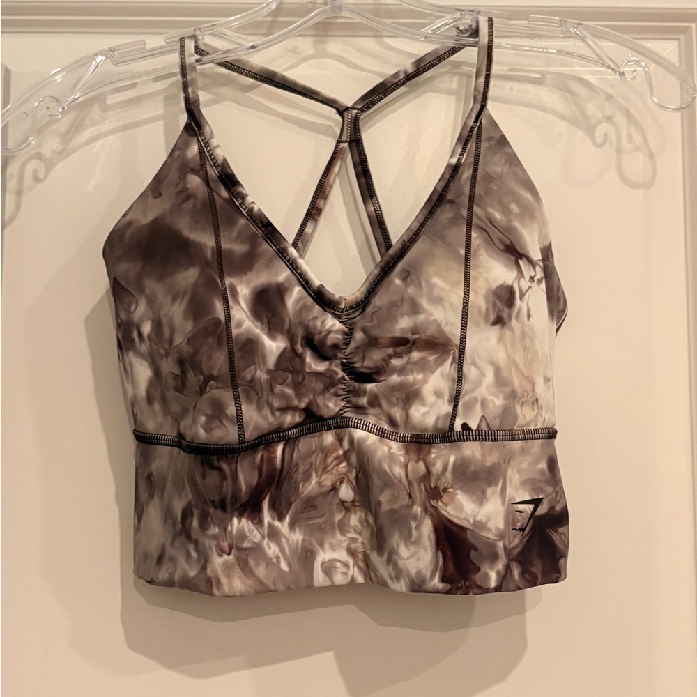 Gymshark Brown and Cream Sports Bra